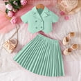 thumbnail image 4 of KyCheLot Girl's Skirt Set School Uniform Short Sleeve Buttons Collared Tops with Pleated Skirts 2 Piece Outfits 2-8 Years, 4 of 6