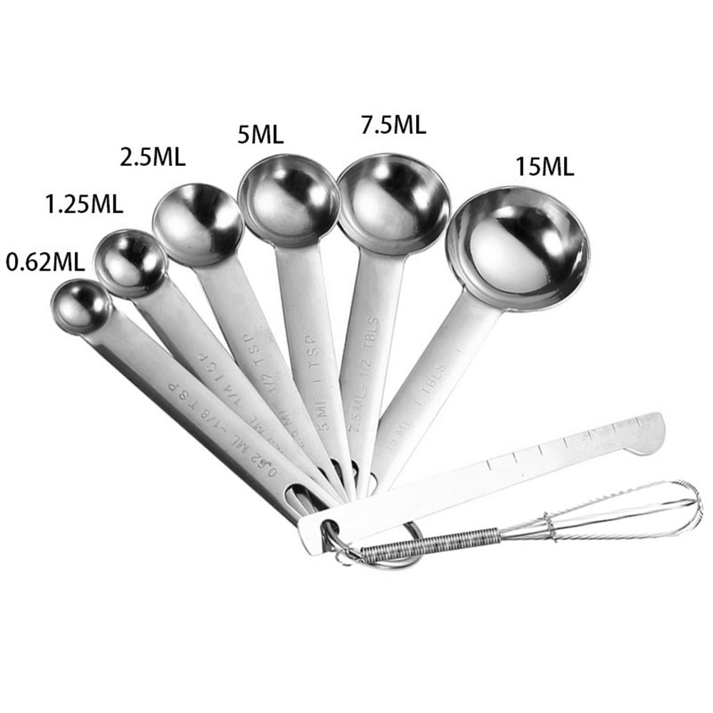 Goodhd 5Pcs Measuring Cups and Spoons Set with Stainless Steel Handles