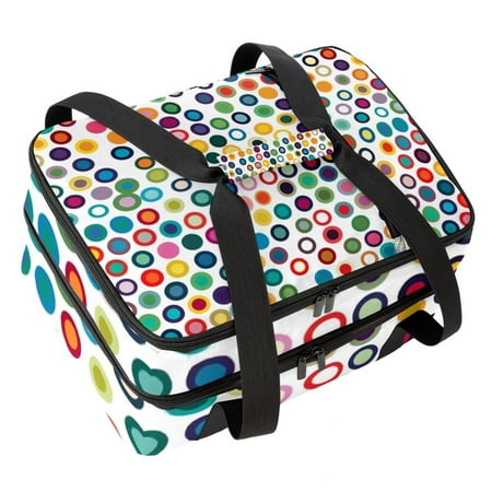 

Anna Cowper Insulation Bags Travel Shopper Insulated Food Delivery Bag Picnic Bag Hand-held Cooler Bag Circle Colorful Prints