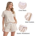 thumbnail image 2 of PatPat Womens Loungewear 2 Piece Pajama Sets Short Sleeve Top and Shorts Casual Sleepwear Paisley Prints Outfits Sets with Drawstring Pockets, Apricot, S, 2 of 14