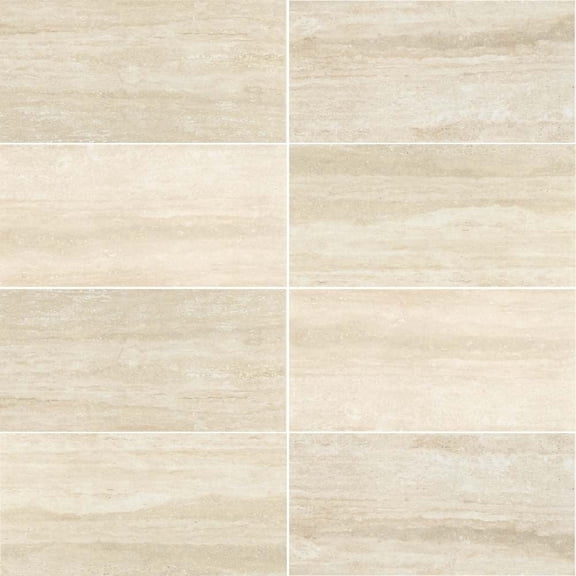 The Tile Life Penthouse Vein Cut 12" x 24" Travertine Polished Porcelain Floor and Wall Tile, Case (6 Tiles)