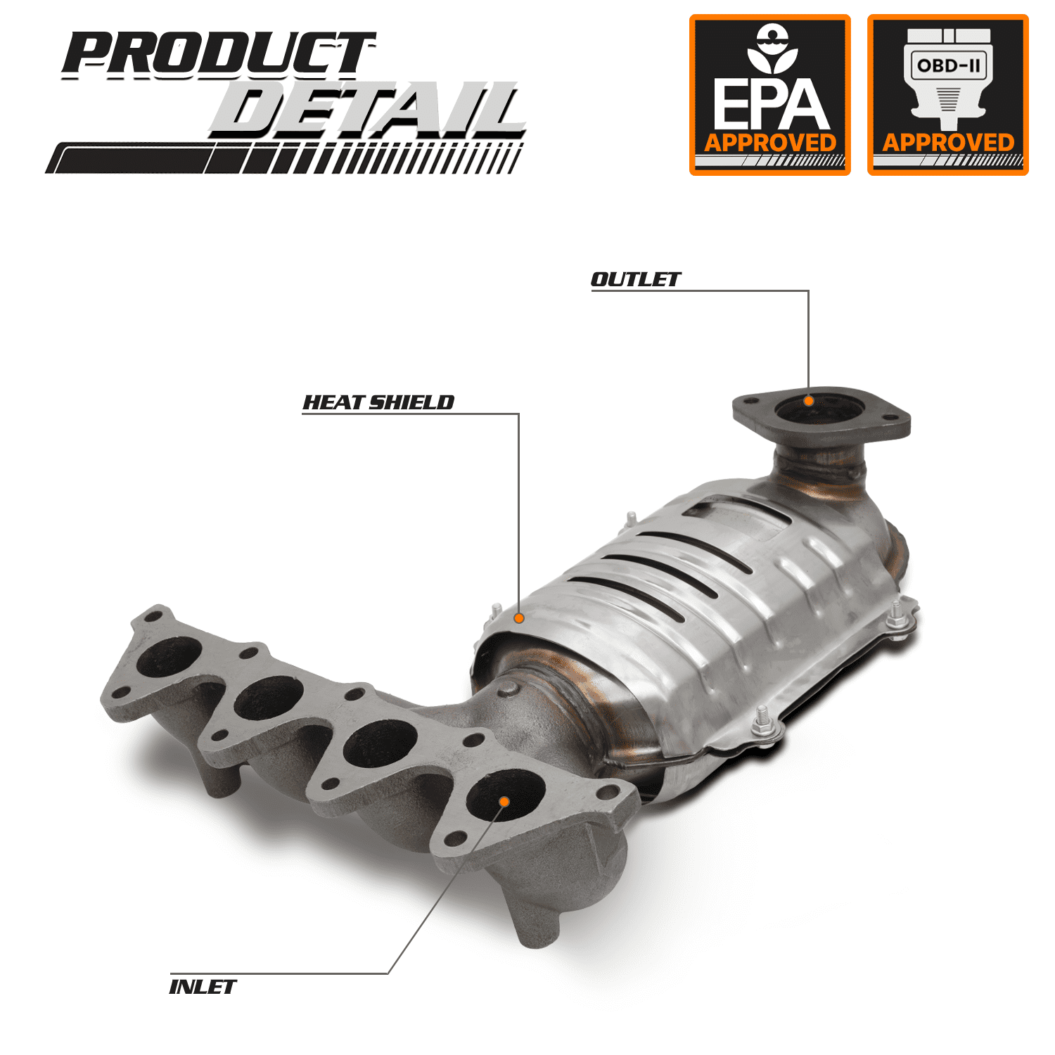 M-AUTO Catalytic Converter Exhaust Manifold with Heat Shield For 2006-2011 Hyundai Accent, 2006-2011 Kia Rio, 2006-2011 Kia Rio5