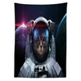 thumbnail image 3 of Ambesonne Space Cat Tablecloth Rectangular Table Cover, Galaxy Cosmos Nebula, 60"x84", Dark Blue White, 3 of 4