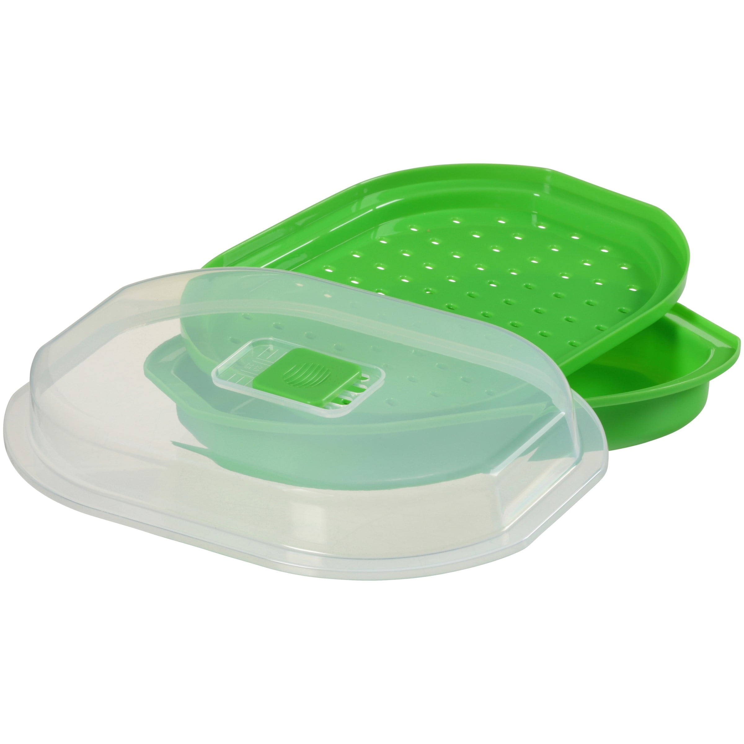 Tafura Microwave Vegetable Steamer Microwavable Steamer Basket for Veggie / Broccoli / Fish 2 Liter Steam Container w/ Vented Lid BPA Free 