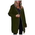 thumbnail image 3 of Tiweut Coats for Womens Fall Winter Warm Long Sleeve Hooded Drawstring Zipper Open Thin Long Cardigans Outwear Tops Army Green,3XL, 3 of 6