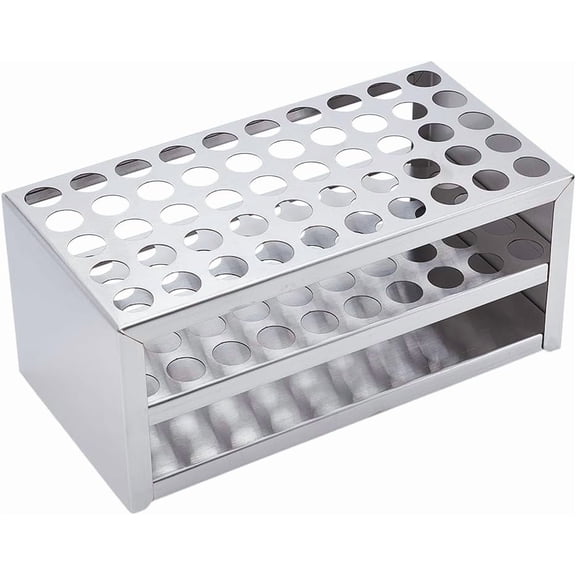 Stainless Steel Test Tube Rack 50 Holes Round Holes Test Tube Holder Hole Diameter 14mm 3 Layer Lab Stand Display Rack for Classroom School Lab Supplies