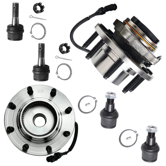 Detroit Axle - 4WD Front Wheel Bearing Hubs Kit for 99-04 Ford F-250 F-350 Super Duty, 2000-2002 Excursion, 2 Wheel Bearing Hubs Assembly 4 Upper Lower Ball Joints 2001 Replacement