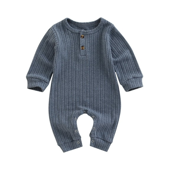 Unisex Newborn Baby Boy Girl Ribbed Romper 3M 6M 12M 18M Solid Color Knit Jumpsuit Infant Fall Winter One-Piece Outfit
