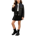 thumbnail image 2 of Xdegoge Girls Faux Leather Moto Jacket Zip Up Biker Long Sleeve Fall Winter Casual Short Coat Stylish Kids Trendy Fashion Outerwear with Pockets 1-10 Years, 2 of 9