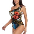 thumbnail image 5 of Daiia Elegant Floral Vase Painting Women's One Piece Swimsuits Personalized One Shoulder Swimwear Asymmetric Ruffle Bathing Suits-X-Large, 5 of 8
