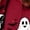 Red, variant on Smiling Ghost Print Onesie for Women & Men, Halloween Matching Flannel Jumpsuit with Pumpkin Stem Hood & Zipper Front — Unisex Adult Pajama Set for Cosplay & Lounge Black L