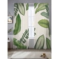 thumbnail image 2 of Green Leaves Sheer Curtains 108 Inch Length 2 Panels Set Window Treatments, Tropical Summer Botanical Watercolor Elegant Rustic Rod Pocket Semi Curtains for Living Room/Bedroom/Kitchen, 104"W x 108"L, 2 of 7