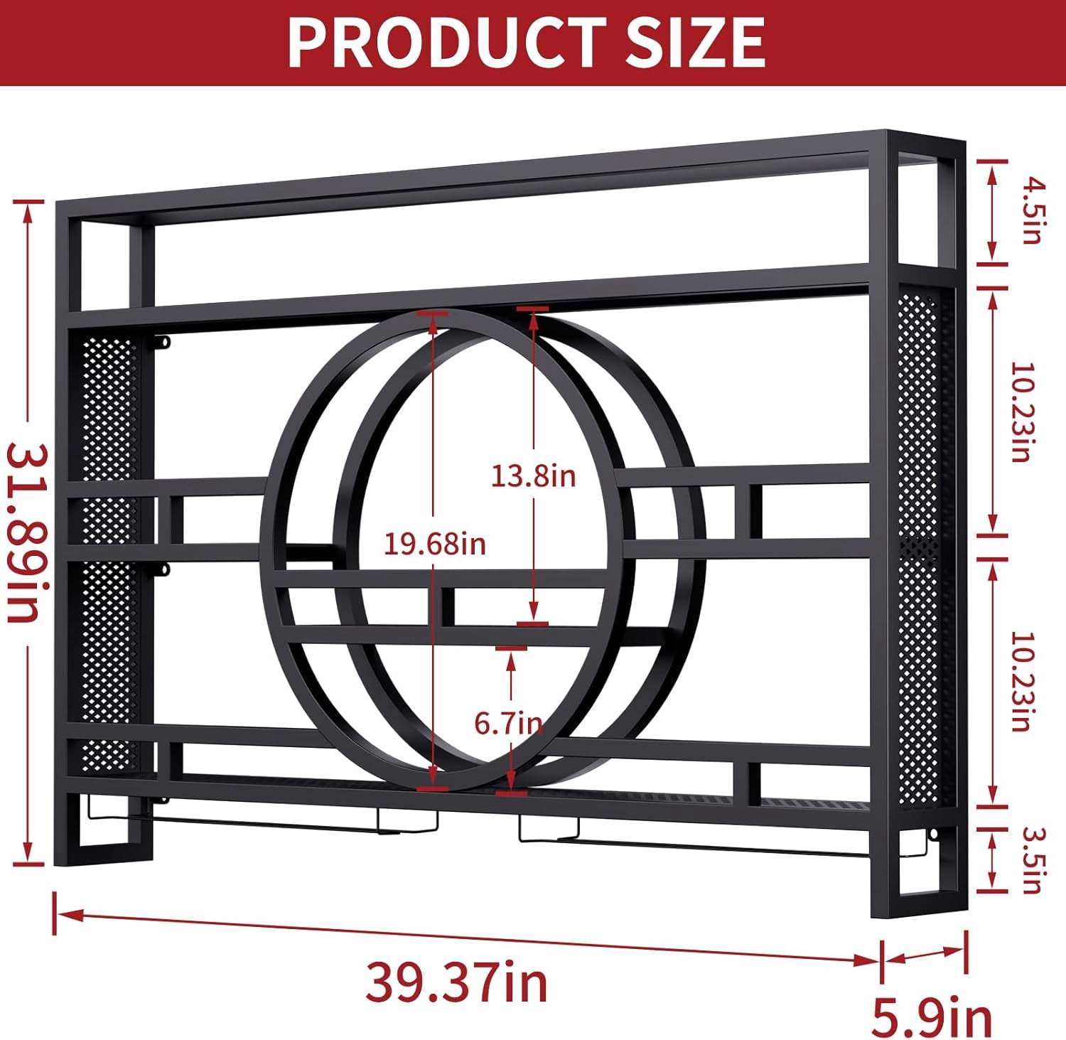3-Tiers 39in Wine Rack Wall Mounted, Metal Floating Bar Shelves with Wine Glass Holder Hanging Industrial Liquor Shelf for Home Bar Kitchen, No Assembly Required