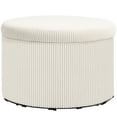 thumbnail image 2 of HOMCOM Storage Ottoman with Lid, 24 Inches Round Pouf Ottoman with Storage, Upholstered Corduroy Foot Rest Stool for Living Room, Bedroom, Beige, 2 of 9