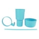 thumbnail image 2 of Taza para refrigerios 2 en 1 con pajita, taza para bebidas de plástico de gran apertura, tazón para refrigerios superior para cine, viaje en casa, azul claro, 2 of 14