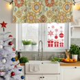 thumbnail image 5 of Gray Green Boho Floral Curtain Valances for Windows, Kitchen Valance Window Treatments Panel 2 Pack, Vintage Abstract Art Ethnic Flowers Rod Pocket Short Curtains for Bathroom Bedroom 54 x 18 Inch, 5 of 8