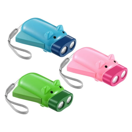 TABLZONE 3-Pack Hand Powered Flashlight for Kids, Assorted Colors, Portable Torch Light Ideal for Camping and Outdoor Activities