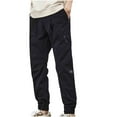 thumbnail image 2 of Men's Casual Cargo Sweatpants Waist Drawstring Joggers Men's Fashion Casual Solid Color Cargo Zipper Pockets Elastic Waist Full Length Pants Ndbuld Sales Today Clearance,Black,L, 2 of 5
