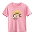 thumbnail image 5 of Kids Girls Pink T-Shirt | Cute Cartoon Graphic Short Sleeve Tee | 100% Cotton Soft Crew Neck Top for Kids & Girls Sizes 2-13 Years,Size 4-5 T, 5 of 6
