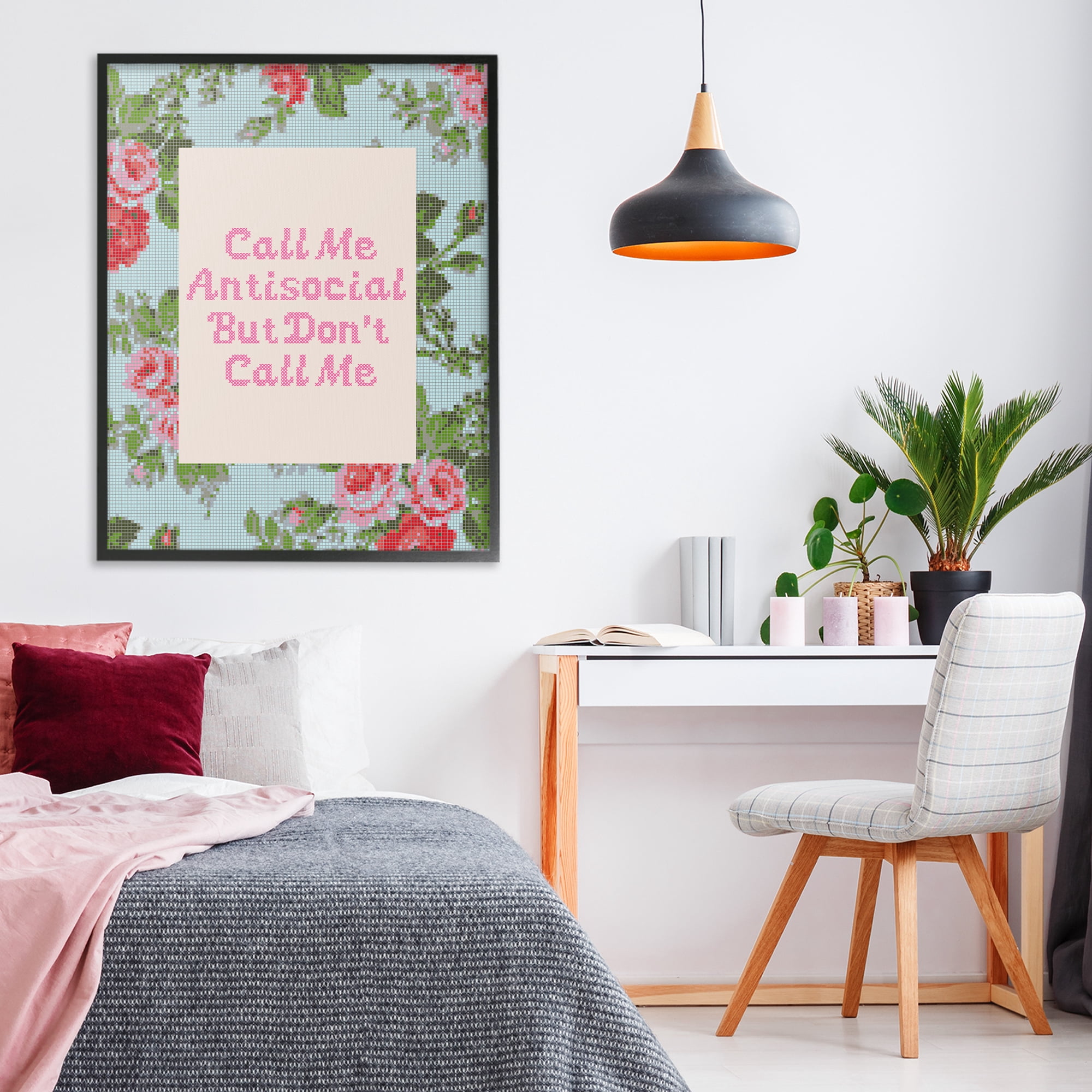 Stupell Industries Don't Call Me Vintage Florals Black Framed Giclee Art, design by Lil' Rue