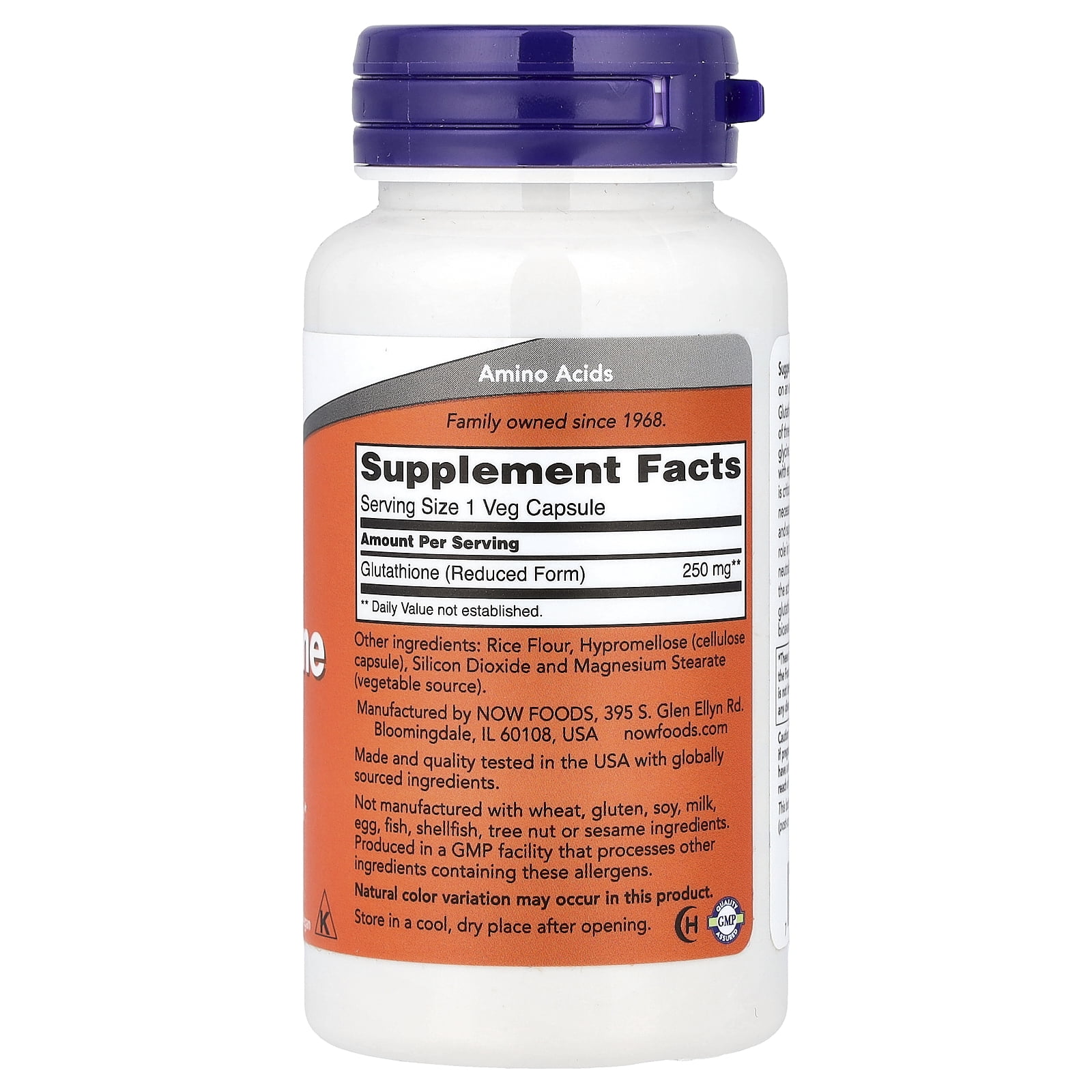 NOW Foods Glutathione, 250 mg, 120 Veg Capsules