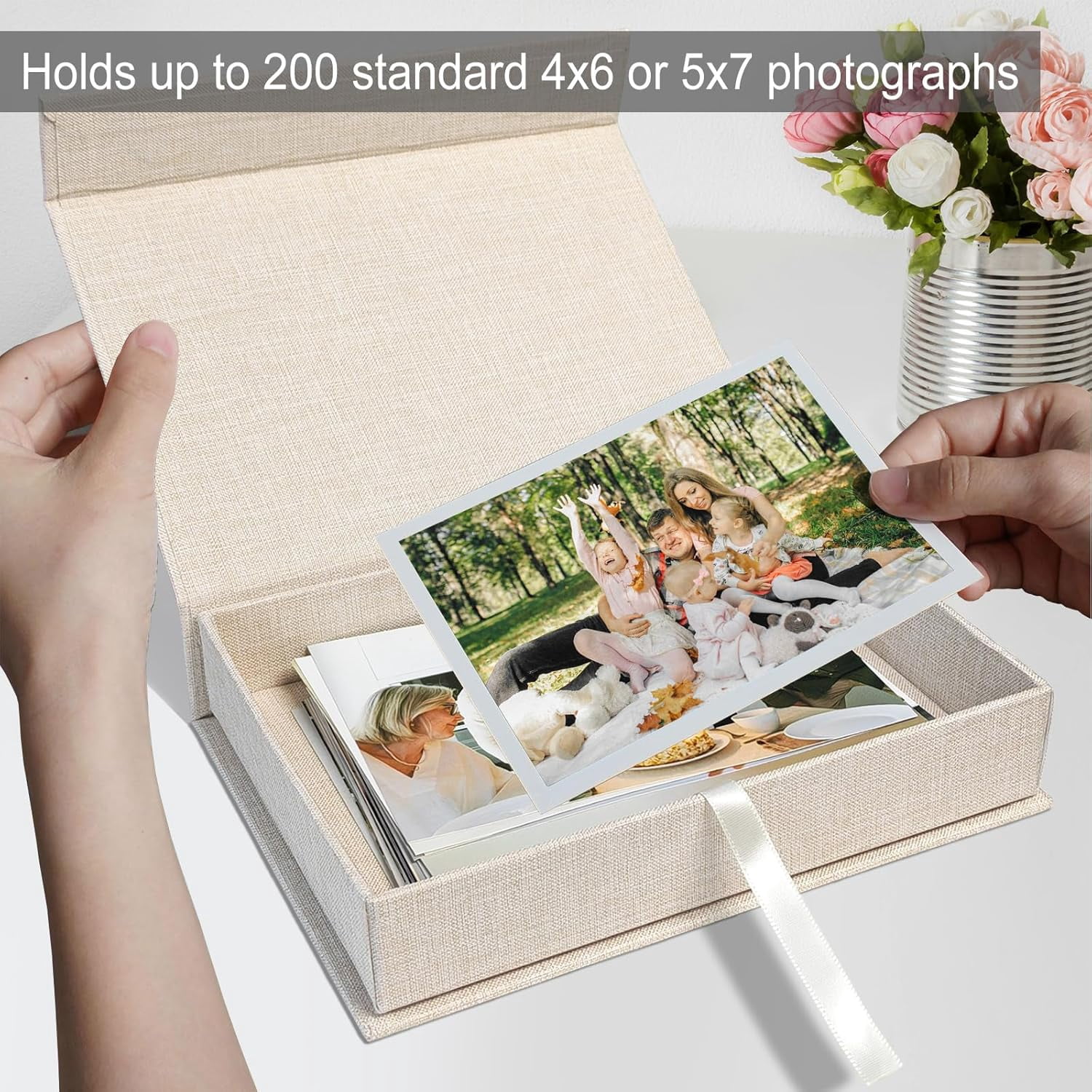 Lanola 8x10 Archival Photo Storage Box with Lid – Stackable Memory Keepsake Organizer for Photos, Certificates, Jewelry & Scrapbooking Supplies Grass Green