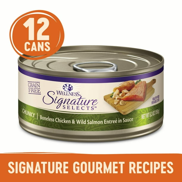 Wellness CORE Signature Selects Natural Grain Free Wet Canned Cat Food, Chunky Chicken & Salmon