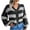 Black, variant on VSSSJ Women Fall Winter Casual Color-Block Open Front Cropped Cardigan Button Down Lantern Long Sleeve Draped Warm Sweater Coat Black S