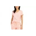 thumbnail image 2 of Charter Club Everyday Cotton V-Neck Pajama T-Shirt, Orange Blossom, Large, 2 of 2