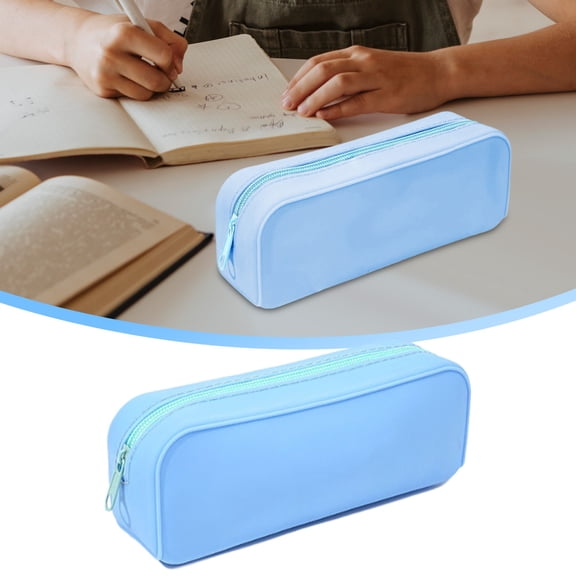 Horplkj Silicone Pencil Case Large Capacity, Soft Pure Color Pen Holder for Students, Lightweight Sch Pouch, Sky Blue