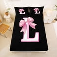 thumbnail image 5 of Erosebridal Cute Coquette Bows Bed Sheets,Girls Pink Bowknot L Alphabet King Sheets For Kids 4 Pieces, 5 of 6