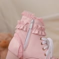 thumbnail image 4 of Fesfesfes Kids Girls Lolita Boots Lace Bow Decor Pearl Pendant Block Heel Side Zipper PU Leather Princess Shoes for Party Daily Wear, 4 of 8