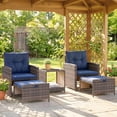thumbnail image 2 of Outsunny 5 Piece Patio Furniture Set with Ottomans Cushions, Brown/Blue, 2 of 10