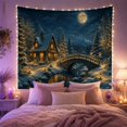 thumbnail image 2 of Winter Cabin Deer in Misty Snowy Forest, Serene Rustic Style for Nature Lovers, Wildlife Wall Art Christmas Gift Tapestry Wall Hanging for Bedroom Living Room, 2 of 7