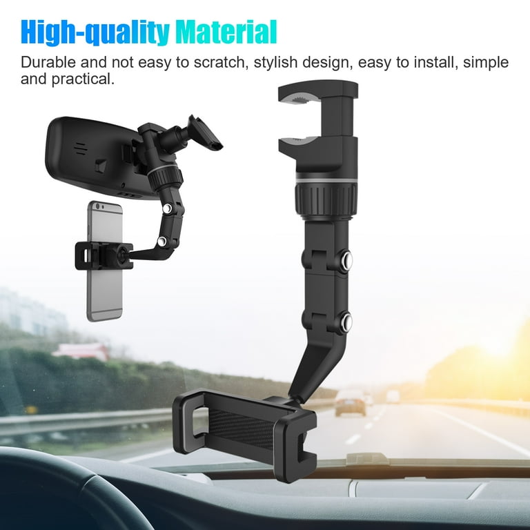 EEEkit Car Phone Holder, 360 Rotatable Adjustable Rear View Mirror Mount, Universal Multifunctional Bracket Compatible with 1.9-3.9in Width