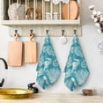 thumbnail image 3 of Teal Green Kitchen Towels Decorative Set Set of 2 Absorbent Dish Towels for Kitchen Bathroom Farmhouse Home Decor (Seahorse Corals, 16x24 Inch), 3 of 6