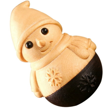 Luxshiny Snowman Figurines Brown Tumbler Toy Wobbly Shape Holiday Decorations 1Pcs