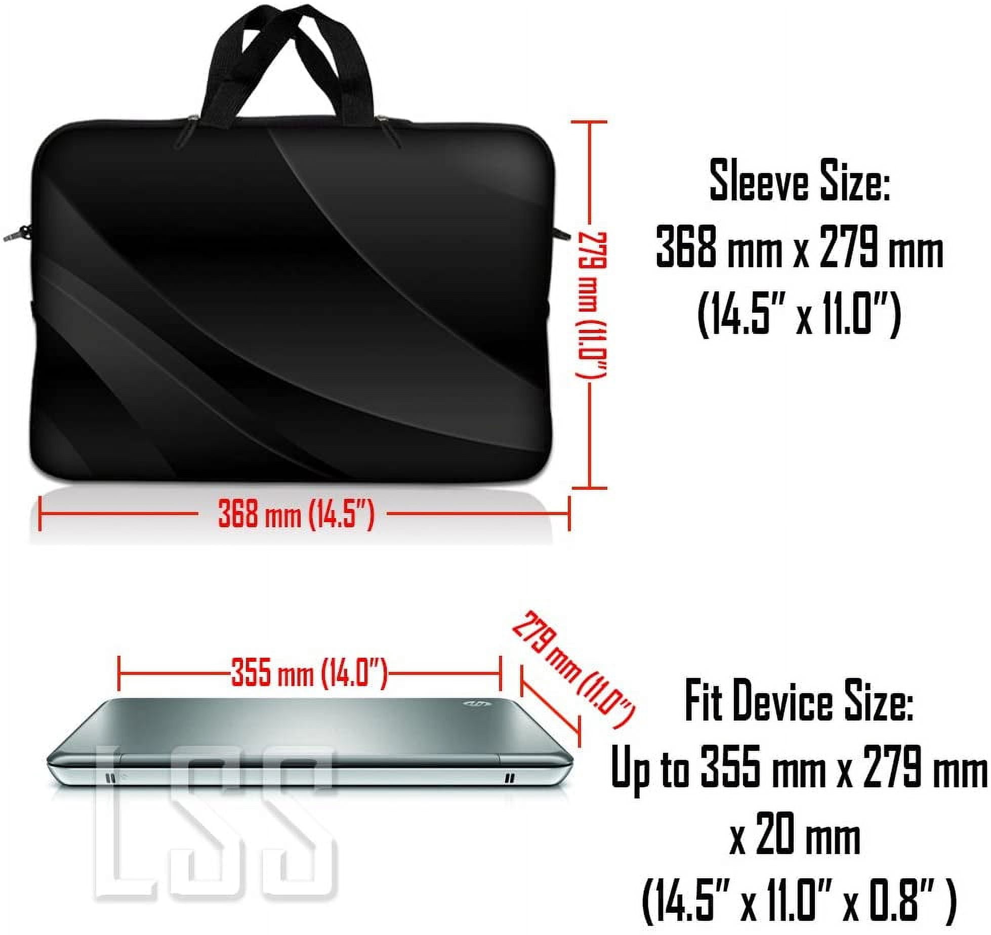 LSS 14-14.9 inch Laptop Sleeve Bag Compatible with Acer, Dell, HP, Sony, MacBook, with Handle & Adjustable Strap - Black Vinyl Strips