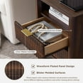thumbnail image 6 of OKD Fluted Nightstand Set of 2 with Charging Station, Modern Side Table with Faux Marble Top, 2 Drawers End Table w/Storage, Bedside Table for Bedroom, Living Room, Dark Walnut, 6 of 8