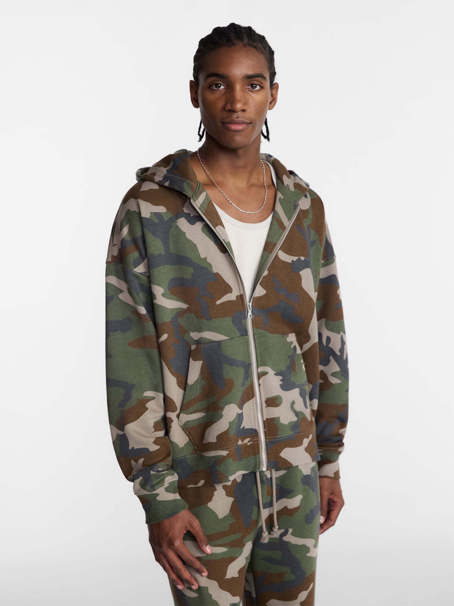 No Boundaries Zip Hoodie with Long Sleeves, Men's XS-4XLT