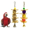 thumbnail image 3 of Flmtop Pet Bird Parrot Rattan Ball Bell Swing Hanging Climbing Cage Decor Bite Chew Toy Wood Color, 3 of 9