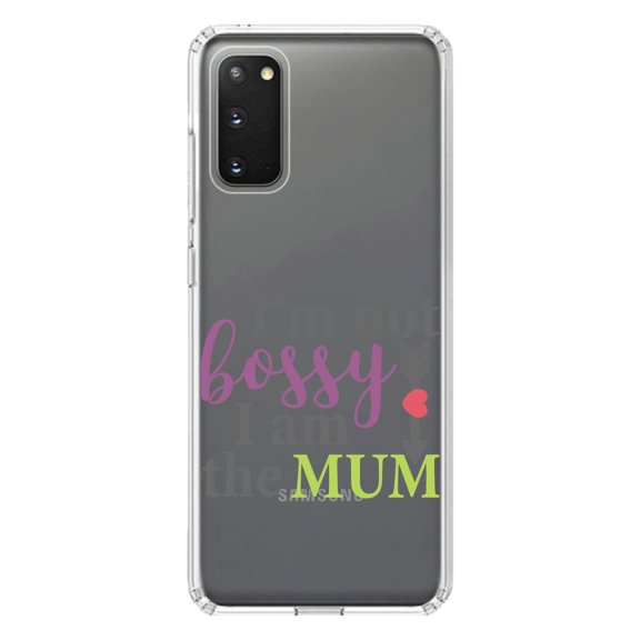 DistinctInk Clear Shockproof Hybrid Case for Galaxy S20 ULTRA / 5G (6.9" Screen) - TPU Bumper Acrylic Back Tempered Glass Screen Protector - I'm Not Bossy I Am The Mum