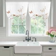 thumbnail image 5 of Pink Flower Tie Up Curtain 45 Inches Long, Butterfly Wildflower Leaf Balloon Style Kitchen Window Curtain Over Sink, Small Window Rod Pocket Curtain 42"x45", 5 of 9