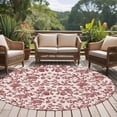 thumbnail image 5 of Farmhouse Red Large Area Rugs for Bedroom Living Room, Soft Non Slip Carpet Bedside Rug, Vintage Flower Leaf Botanical Plant Round Floor Cover Kitchen Accent Rug 7' for Dining Room/Office, 5 of 9