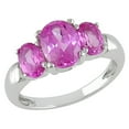thumbnail image 1 of 5.00 Carat (ctw) Lab-Created Pink Sapphire Three-stone Ring in Sterling Silver, 1 of 4