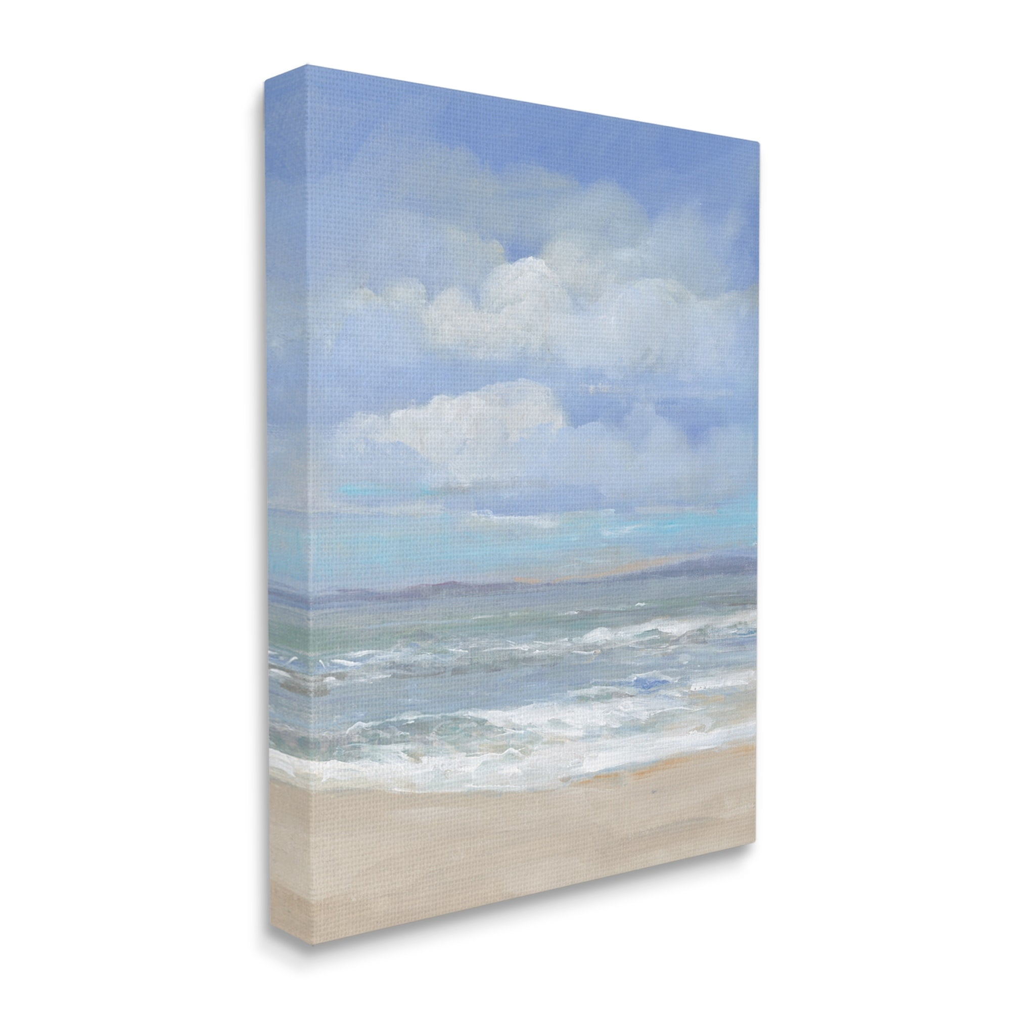 Stupell Cloudy Ocean Bay Shoreline Landscape Painting Gallery Wrapped Canvas Print Wall Art