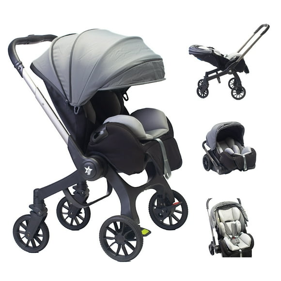 Carriola Para Bebé Starkids Lyra Convertible A Autoasiento Gris.