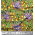 thumbnail image 1 of Soimoi Moss Georgette Fabric Leaves & Floral Artistic Printed Fabric 1 Yard 42 Inch Wide, 1 of 3