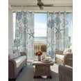 thumbnail image 4 of Aqua Teal Coastal Blackout Curtains, Light Blocking Print Window Curtains, Summer Beach Starfish Coral Nautical Thermal Insulated Window Drapes for Living Room Kitchen Cafe 2 Panels, 104"W x 63"L, 4 of 9