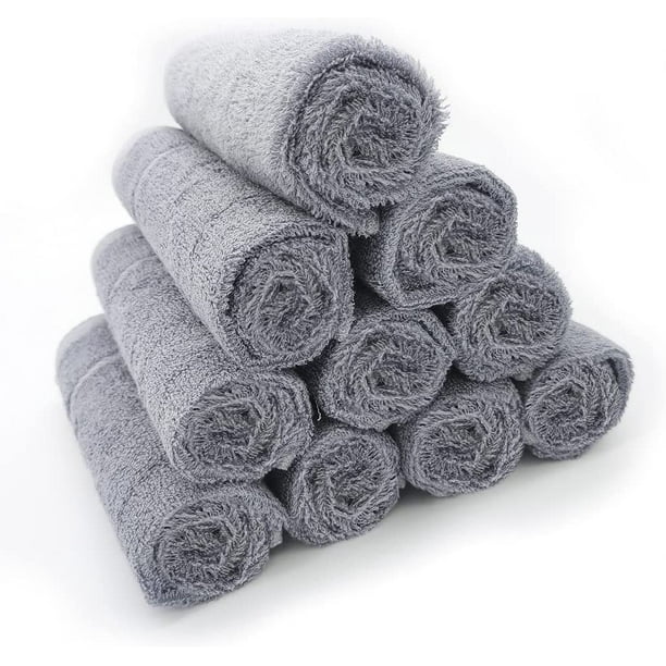 Bamboo Washcloth Face Cloths for Washing Face Super Soft Absorbent 12"x 12" 10 Pack Grey